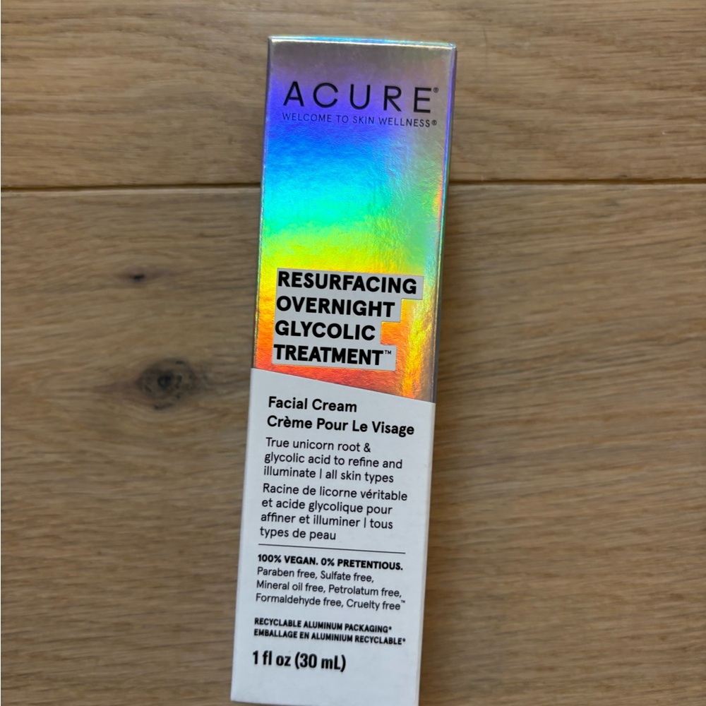 Acure Resurfacing Overnight Glycolic Treatment 1 Fl Oz New